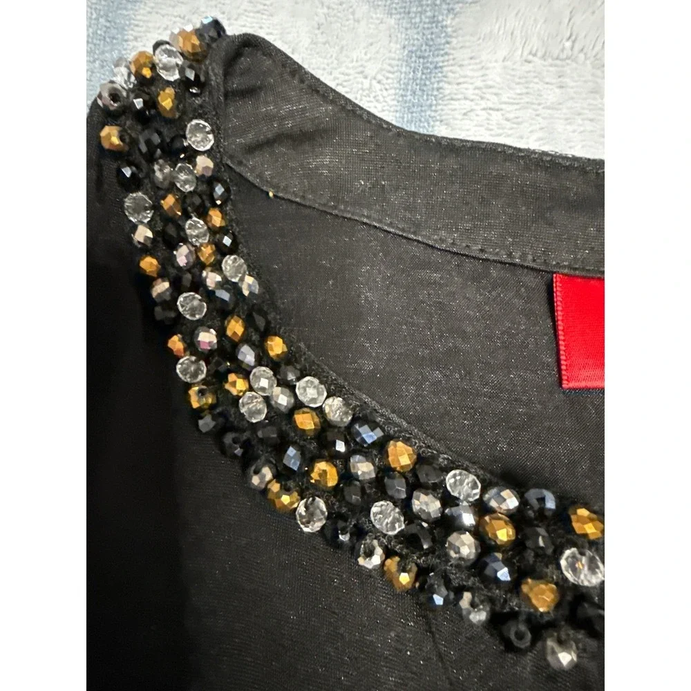 Y2K Jennifer‎ Lopez Black Beaded Cold Shoulder Top,Stunning,whimsy, sexy,keyhole